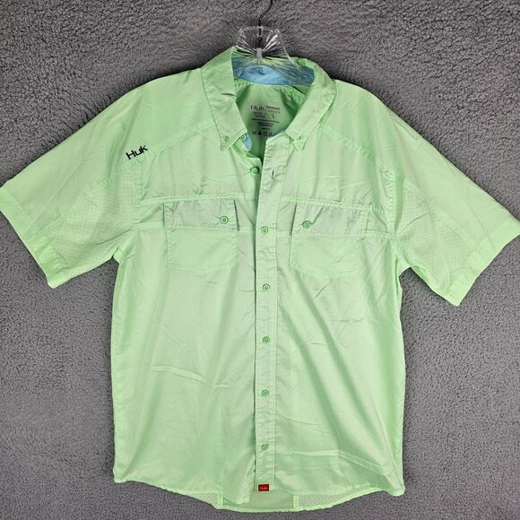 Huk Fishing Shirt Mens Small Button Up Performance Short Sleeve - Picture 1 of 8